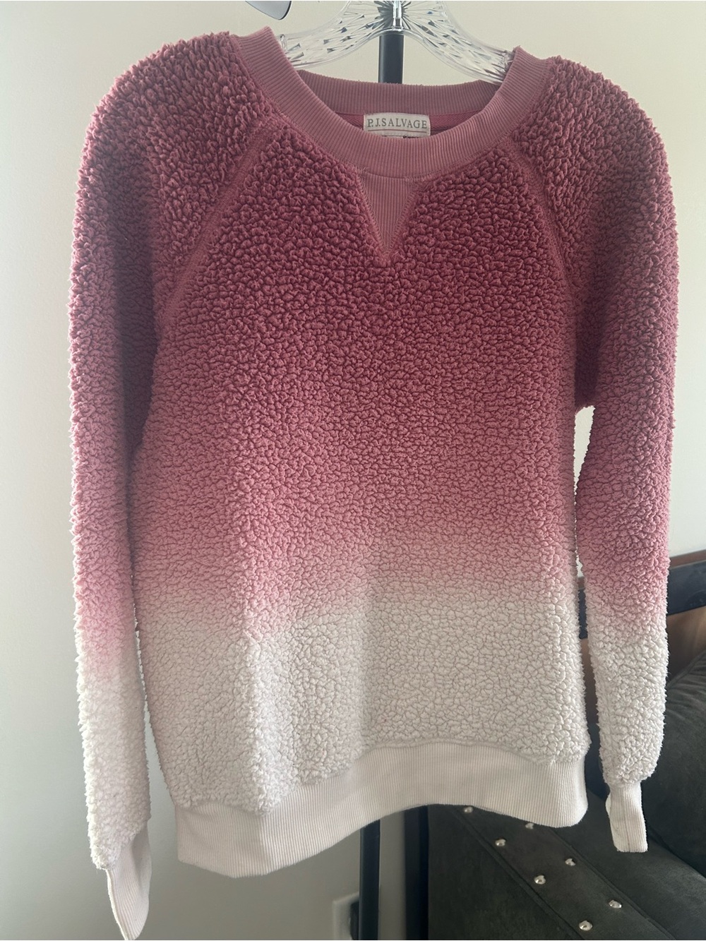 P.J. Salvage Pink-to-Cream Sherpa Crewneck Sweater